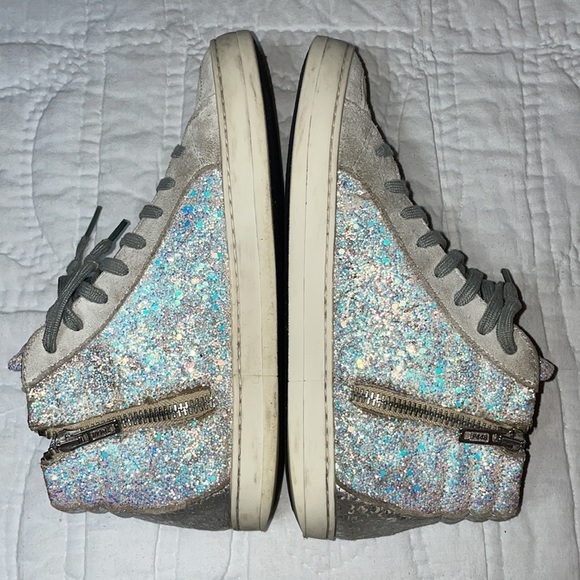 P448 Glitter Skate High Tops Side Zip Sz 37 MSRP $298 - Picture 4 of 13